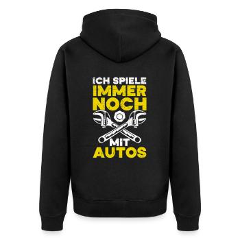 Automechaniker Kfz Techniker Fahrzeugreparatur - Unisex Premium Bio Zip Hoodie - Schwarz - Hinten - Nico (187cm)