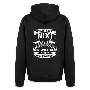 Automechaniker Kfz Techniker Fahrzeugreparatur - Unisex Premium Bio Zip Hoodie - Schwarz - Hinten - Nico (187cm)
