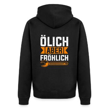 Automechaniker Kfz Techniker Fahrzeugreparatur - Unisex Premium Bio Zip Hoodie - Schwarz - Hinten - Nico (187cm)
