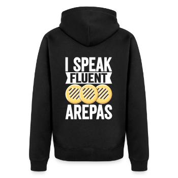 Venezuelan Arepas - Unisex Premium Organic Zip Hoodie - black - Back - Nico (187cm)