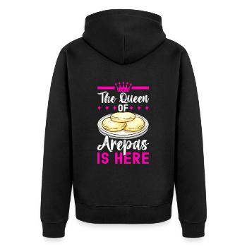 Venezuelan Arepas - Unisex Premium Organic Zip Hoodie - black - Back - Nico (187cm)