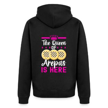 Venezolanische Arepas - Unisex Premium Bio Zip Hoodie - Schwarz - Hinten - Nico (187cm)