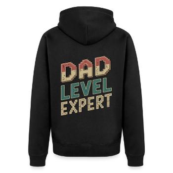 Geschenke Zum Vatertag Für Papa - Unisex Premium Bio Zip Hoodie - Schwarz - Hinten - Nico (187cm)