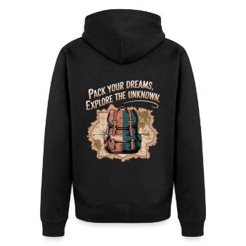 Grab dreams, experience adventures - Unisex Premium Organic Zip Hoodie - black - Back - Nico (187cm)