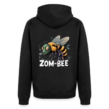 Zom-Bee – Lustiges Halloween Design - Unisex Premium Bio Zip Hoodie - Schwarz - Hinten - Nico (187cm)