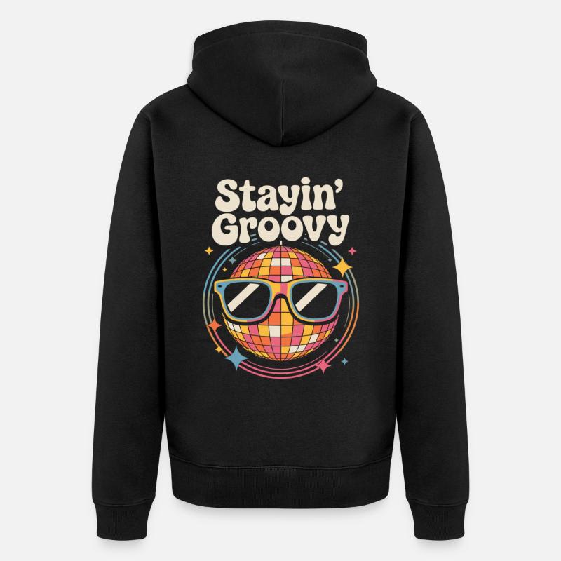 Bunte Diskokugel mit Sonnenbrille - Unisex Premium Bio Zip Hoodie - Schwarz