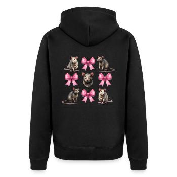 Coquette Bogen Ratte Maus Mama Muttertag Mädchen - Unisex Premium Bio Zip Hoodie - Schwarz - Hinten - Nico (187cm)
