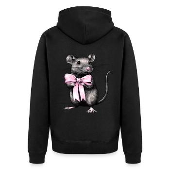Coquette Bogen Ratte Maus Mama Muttertag Mädchen - Unisex Premium Bio Zip Hoodie - Schwarz - Hinten - Nico (187cm)