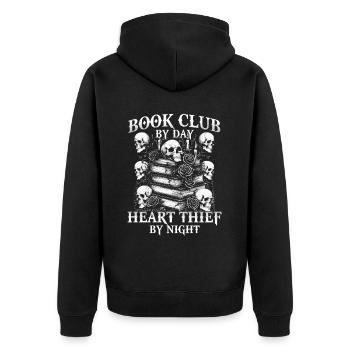 Dark Romance Book Club By Day Heart Thief By Night - Unisex Premium Organic Zip Hoodie - black - Back - Nico (187cm)