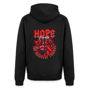 Schlaganfall Erholung Hope Fuels My Recovery - Unisex Premium Bio Zip Hoodie - Schwarz - Hinten - Nico (187cm)