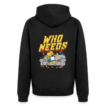 Marathoniens Qui a besoin de jours de repos ? - Veste à capuche bio Premium Unisexe - noir - Dos - Nico (187cm)