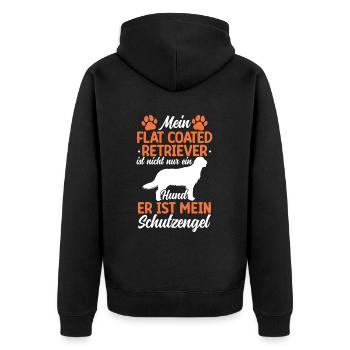 Flat Coated Retriever ist nicht nur ein Hund - Unisex Premium Bio Zip Hoodie - Schwarz - Hinten - Nico (187cm)