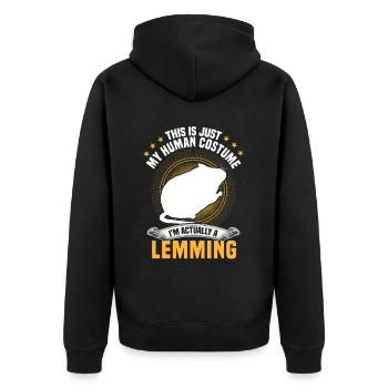 Lemming Just One Costume Vole Lemming - Unisex Premium Organic Zip Hoodie - black - Back - Nico (187cm)