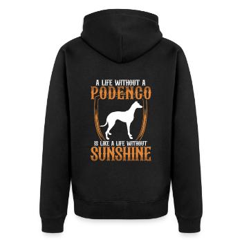 Podenco Greyhound Life without Podenco - Unisex Premium Organic Zip Hoodie - black - Back - Nico (187cm)