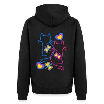 Chat Chats Rétro Vintage Années 80 Années 90 - Veste à capuche bio Premium Unisexe - noir - Dos - Nico (187cm)