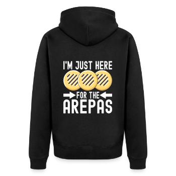 Venezolanische Arepas - Unisex Premium Bio Zip Hoodie - Schwarz - Hinten - Nico (187cm)