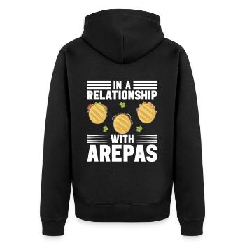 Venezolanische Arepas - Unisex Premium Bio Zip Hoodie - Schwarz - Hinten - Nico (187cm)