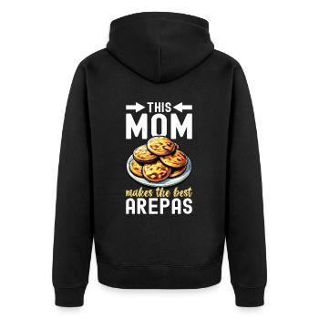 Venezolanische Arepas - Unisex Premium Bio Zip Hoodie - Schwarz - Hinten - Nico (187cm)