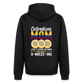 Venezolanische Arepas - Unisex Premium Bio Zip Hoodie - Schwarz - Hinten - Nico (187cm)