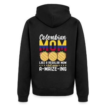 Venezolanische Arepas - Unisex Premium Bio Zip Hoodie - Schwarz - Hinten - Nico (187cm)