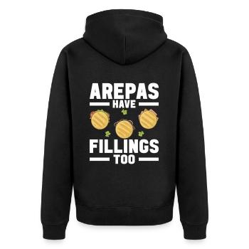 Venezolanische Arepas - Unisex Premium Bio Zip Hoodie - Schwarz - Hinten - Nico (187cm)