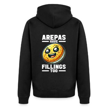 Venezolanische Arepas - Unisex Premium Bio Zip Hoodie - Schwarz - Hinten - Nico (187cm)