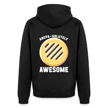 Venezolanische Arepas - Unisex Premium Bio Zip Hoodie - Schwarz - Hinten - Nico (187cm)