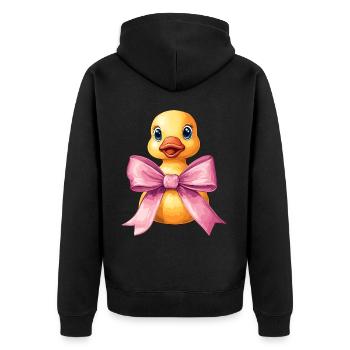 Coquette noeud en caoutchouc Ducky Ducky Maman Fête des mères - Veste à capuche bio Premium Unisexe - noir - Dos - Nico (187cm)