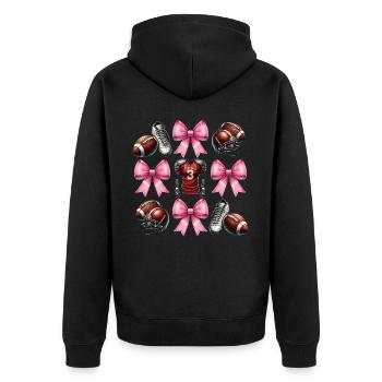 Kokette Bogen Fußballspieler Mutter Muttertag - Unisex Premium Bio Zip Hoodie - Schwarz - Hinten - Nico (187cm)