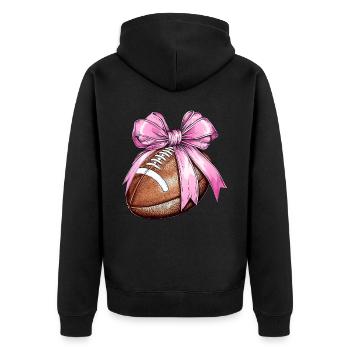 Kokette Bogen Fußballspieler Mutter Muttertag - Unisex Premium Bio Zip Hoodie - Schwarz - Hinten - Nico (187cm)