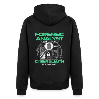 Digital Forensics Cyber Sleuth - Unisex Premium Organic Zip Hoodie - black - Back - Nico (187cm)