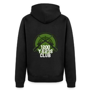 Long Distance Shooting 1200 Yards Club - Unisex Premium Organic Zip Hoodie - black - Back - Nico (187cm)