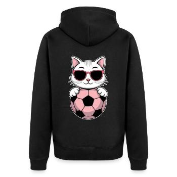 Soccer Girl Cat Funny Soccer Player Gift - Unisex Premium Organic Zip Hoodie - black - Back - Nico (187cm)