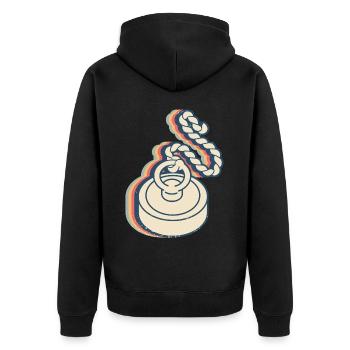 Magnet Angeln Magnet Fischer Retro Line Art - Unisex Premium Bio Zip Hoodie - Schwarz - Hinten - Nico (187cm)