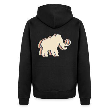 Mammoth Elephant Retro Line Art - Unisex Premium Organic Zip Hoodie - black - Back - Nico (187cm)