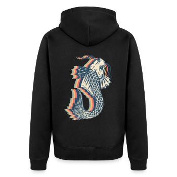 Koi Fish Carp Nishikigoi Japan Retro Line Art - Unisex Premium Organic Zip Hoodie - black - Back - Nico (187cm)