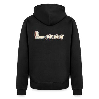 Mushing Sled Dog Sledding Retro Line Art - Unisex Premium Bio Zip Hoodie - Schwarz - Hinten - Nico (187cm)
