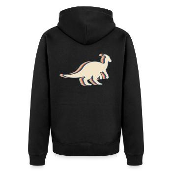 Parasaurolophus Dinosaur Retro Line Art - Unisex Premium Organic Zip Hoodie - black - Back - Nico (187cm)