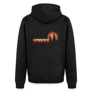 Arbres Vintage Dans La Nature Forêt Au Lever Du Soleil - Veste à capuche bio Premium Unisexe - noir - Dos - Nico (187cm)