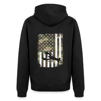 Homard Sur Camouflage Drapeau US Rétro Américain - Veste à capuche bio Premium Unisexe - noir - Dos - Nico (187cm)