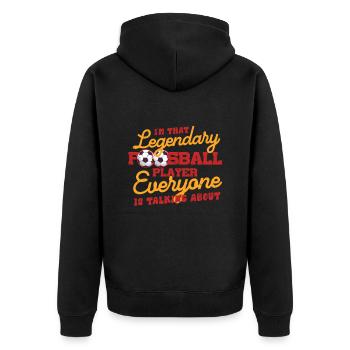 Tischfußball Tischkicker Legendary Foosball Player - Unisex Premium Bio Zip Hoodie - Schwarz - Hinten - Nico (187cm)