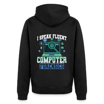 Digital Forensics - Unisex Premium Organic Zip Hoodie - black - Back - Nico (187cm)