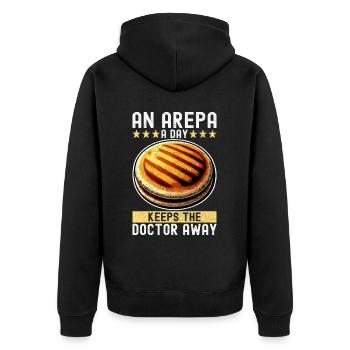 Venezolanische Arepas - Unisex Premium Bio Zip Hoodie - Schwarz - Hinten - Nico (187cm)