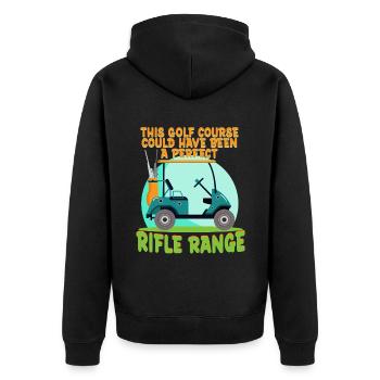 Langstreckenschießen Long Range - Unisex Premium Bio Zip Hoodie - Schwarz - Hinten - Nico (187cm)