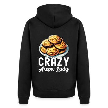 Venezolanische Arepas - Unisex Premium Bio Zip Hoodie - Schwarz - Hinten - Nico (187cm)