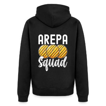 Venezolanische Arepas - Unisex Premium Bio Zip Hoodie - Schwarz - Hinten - Nico (187cm)