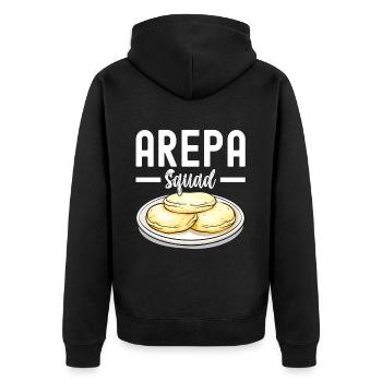 Venezolanische Arepas - Unisex Premium Bio Zip Hoodie - Schwarz - Hinten - Nico (187cm)