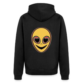 Psychédélique Alien Face Ravers - Veste à capuche bio Premium Unisexe - noir - Dos - Nico (187cm)