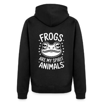 Frosch Spruch Kröte Lustiges Frösche Geschenk - Unisex Premium Bio Zip Hoodie - Schwarz - Hinten - Nico (187cm)
