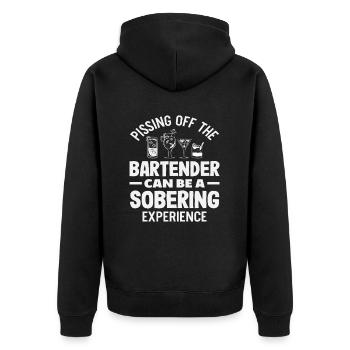 Barkeeper Erfahrung Kann Ernüchternd Sein - Unisex Premium Bio Zip Hoodie - Schwarz - Hinten - Nico (187cm)